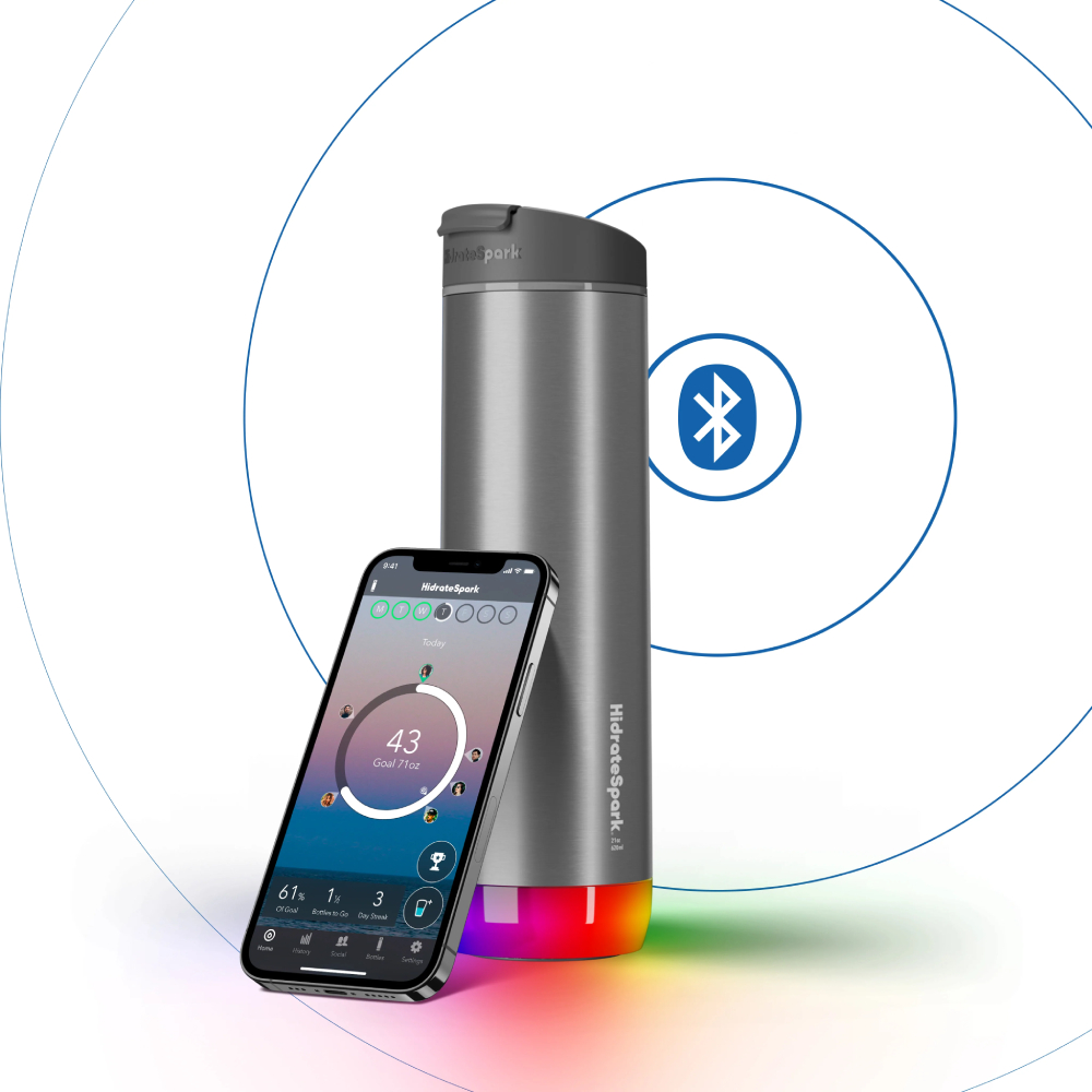 Умная бутылка из нержавеющей стали с подсветкой. HidrateSpark PRO Flip Lid